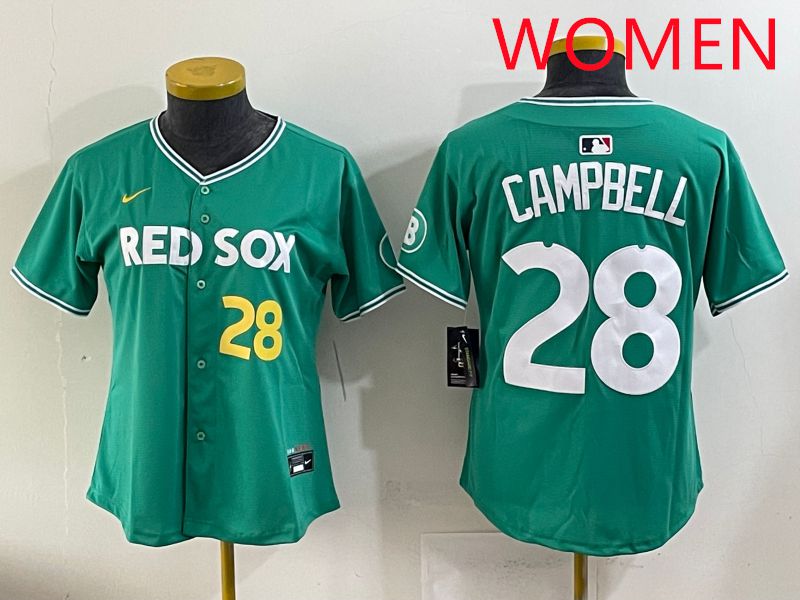 Women 2025 Boston Red Sox #28 Campbell Dark Green Joint Name Nike MLB Jersey style 5